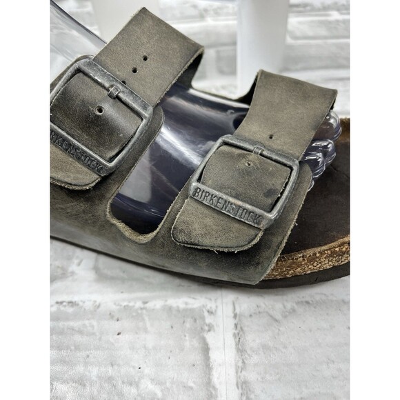 Birkenstock Arizona Soft Footbed Men's 11-11.5 Gray/ Green Comfort Sandals - Picture 5 of 10